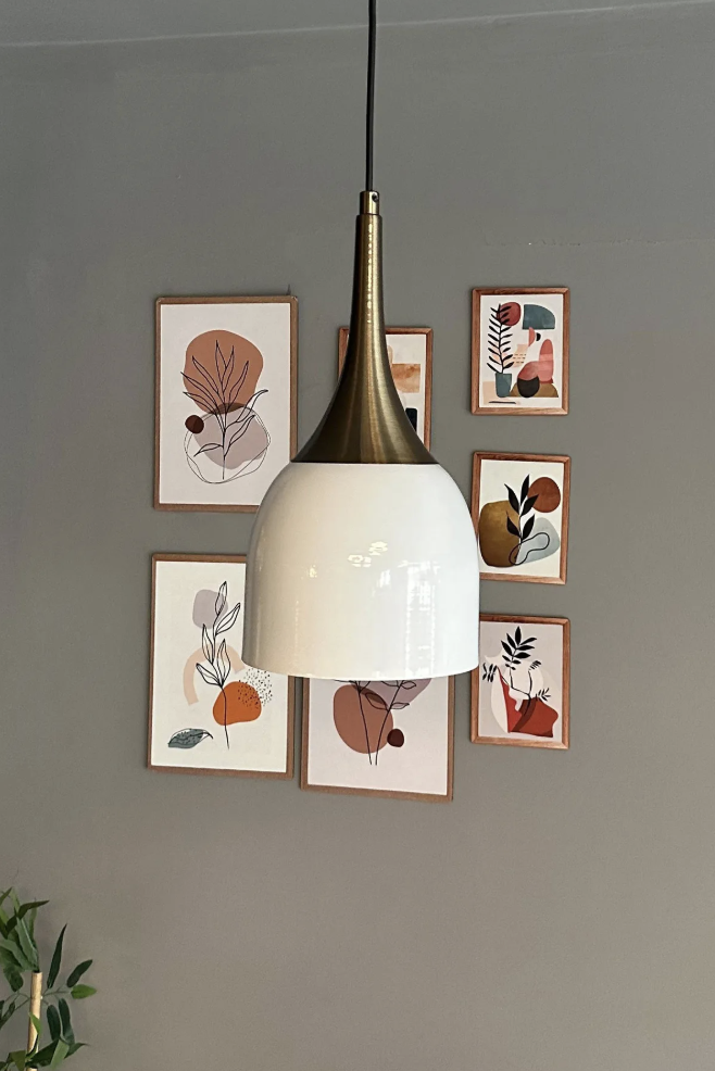 Deep Beyaz Eskitme Külah Başlık Tekli Avize Sarkıt Salon Mutfak Butik Lamba Aydınlatma Avizeler