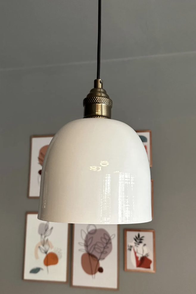 Deep Beyaz Eskitme Lale Başlık Tekli Avize Sarkıt Salon Mutfak Butik Lamba Aydınlatma Avizeler