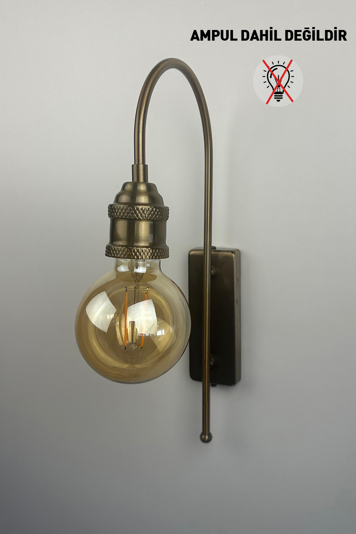 Deksa Metal Eskitme Rengi E14 Tekli Dekoratif Duvar Apliği