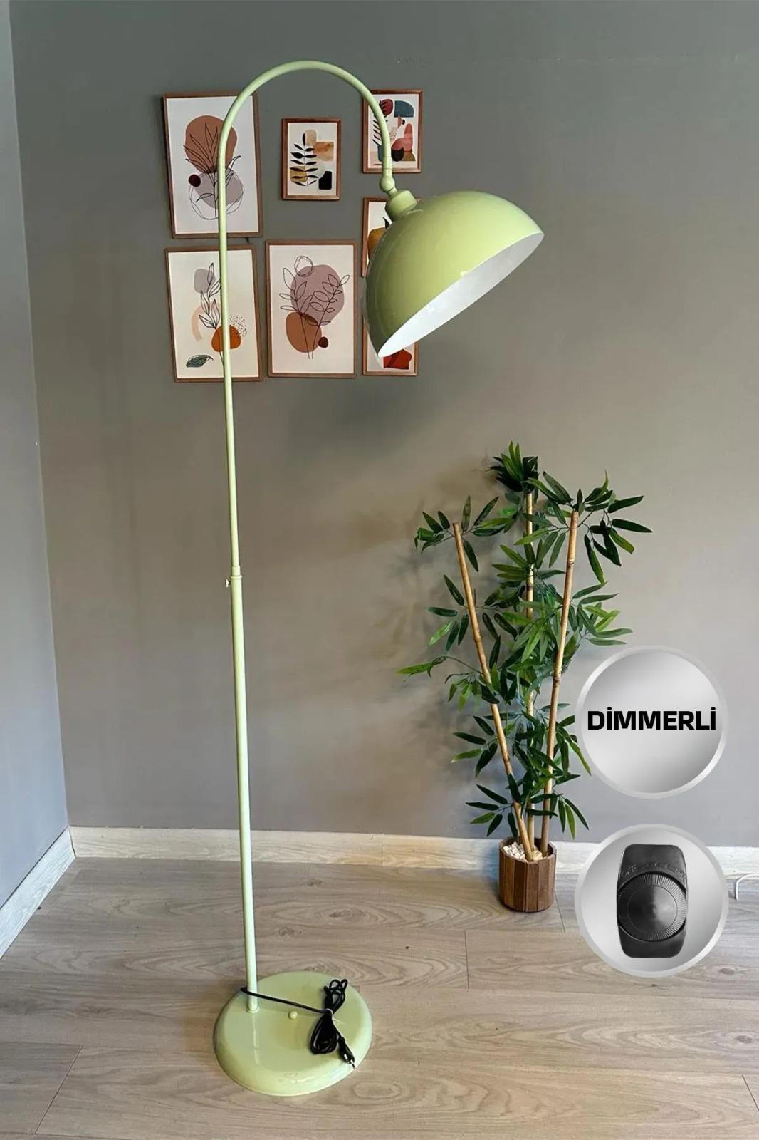 Dimmerli Işığı Ayarlanabilen Işığı Artırılıp Azaltılabilen Mint Hareketli Başlık Metal Lambader