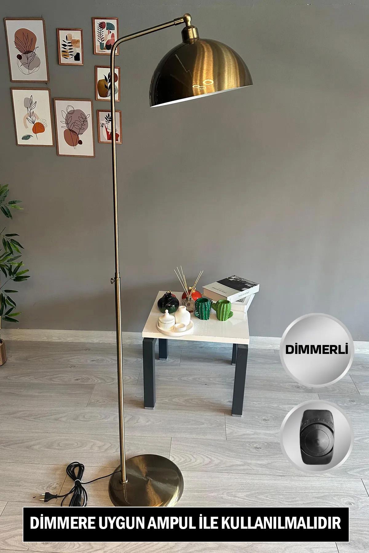 Dimmerli Işığı Ayarlanabilen Işığı Artırılıp Azaltılabilen Eskitme Hareketli Başlık Metal Lambader