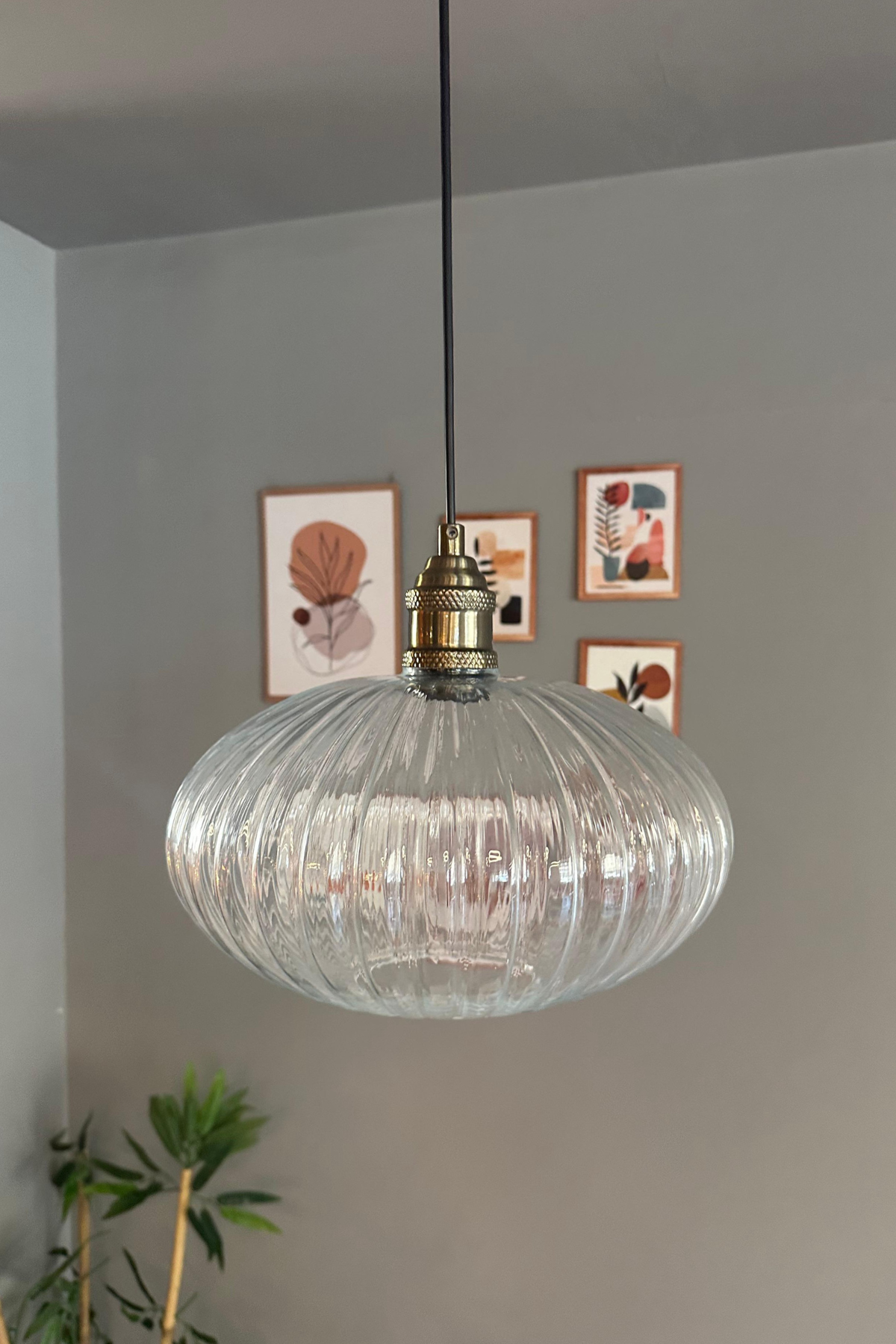 Elegant Cam Şeffaf Avize Lale Başlık Sarkıt Lamba Restoran Salon Aydınlatma