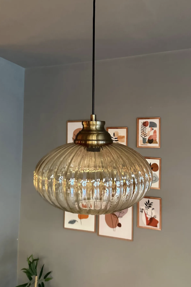 Elegant Cam Tekli Bal Rengi Avize Eskitme Kum Saati Başlık Sarkıt Lamba Restoran Salon Aydınlatma