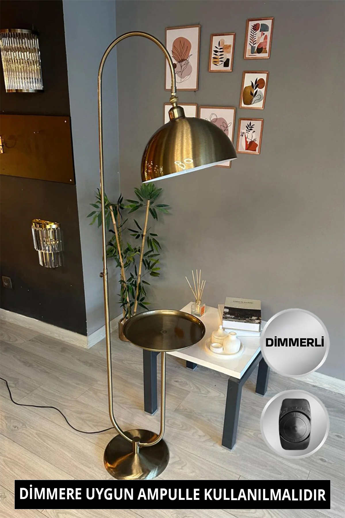 Eskitme Metal Sehpalı Hareketli Başlık E27 Modern Dekoratif Lambader
