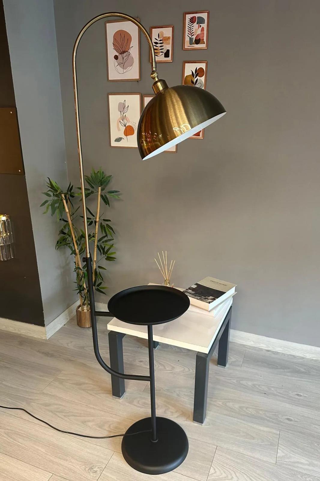 Eskitme-Siyah Lambader Hareketli Başlık Sehpalı Modern Dekoratif Metal Oturma Odası Çalışma Odası