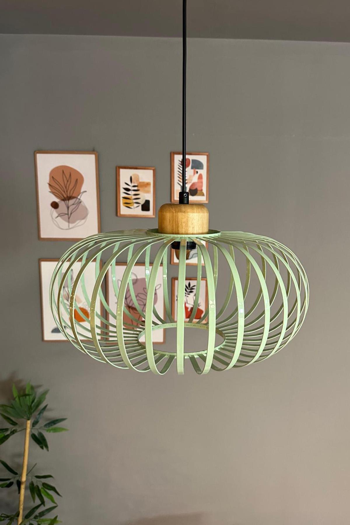 Este Mint Sarkıt Avize Geniş Ahşap İç Mekan Aydınlatma Dekoratif Mutfak Hol Cafe Ofis