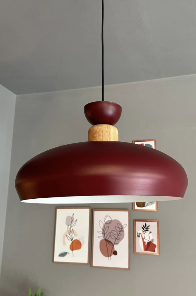 Estrela Vişne Çürüğü Tekli Sarkıt Avize Geniş Ahşap Şapka İç Mekan Aydınlatma Dekoratif Mutfak Cafe