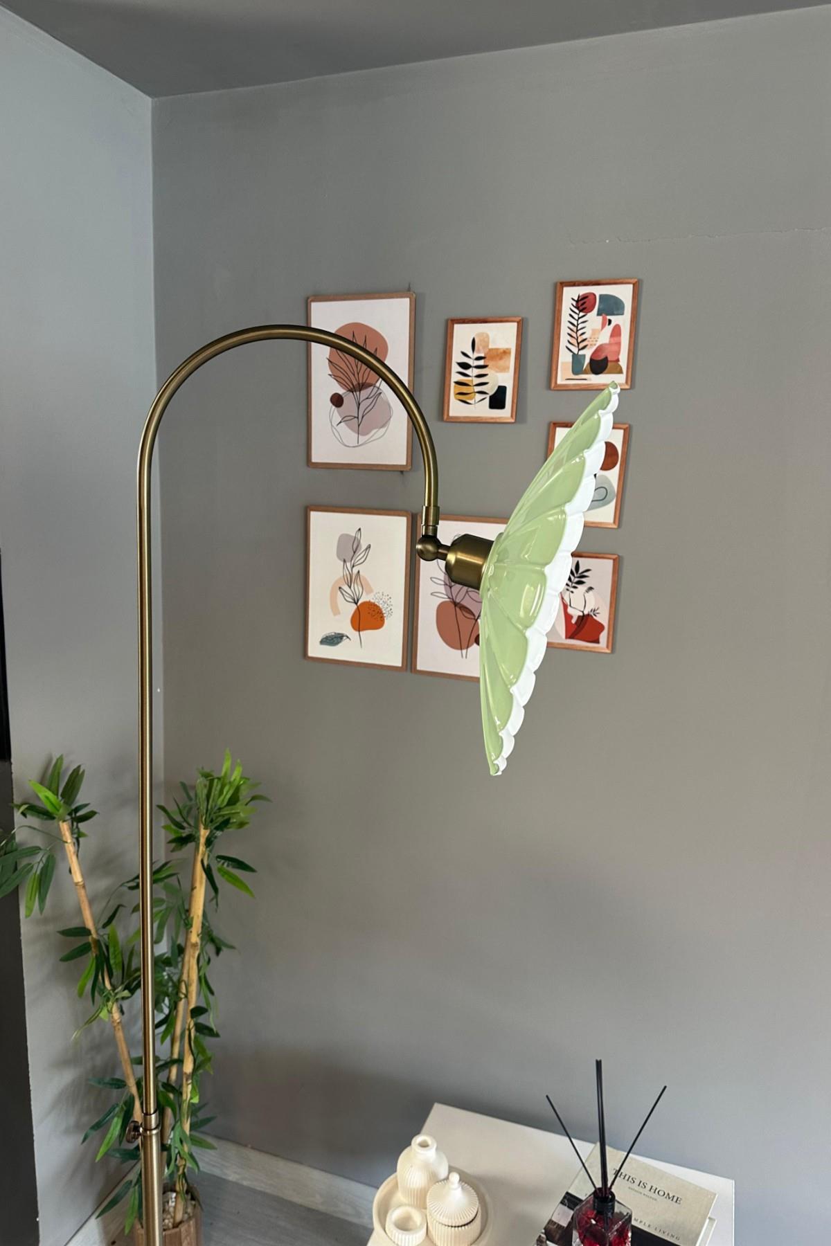 Flower Lambader Mint Modern Dekoratif Metal Oturma Odası Çalışma Odası