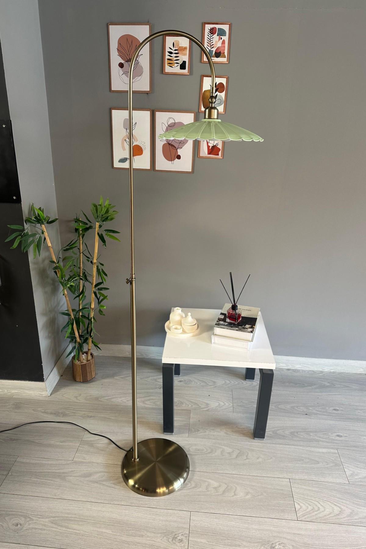 Flower Lambader Mint Modern Dekoratif Metal Oturma Odası Çalışma Odası