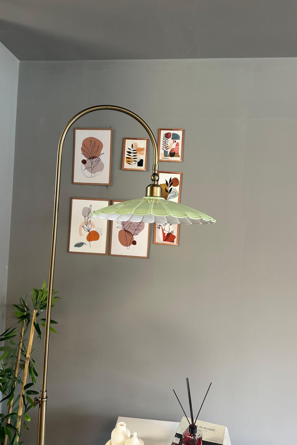 Flower Lambader Mint Modern Dekoratif Metal Oturma Odası Çalışma Odası