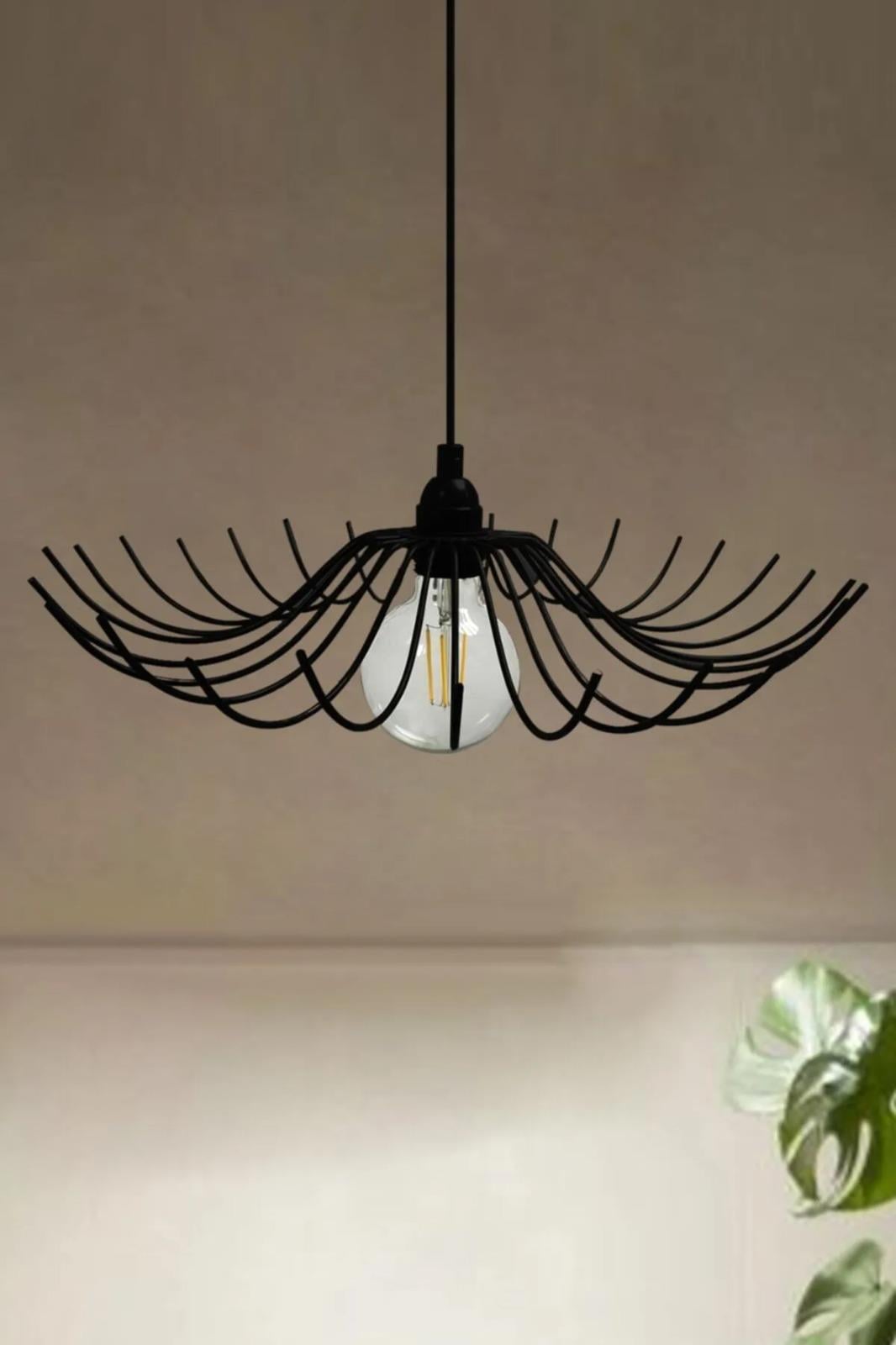 Folded Siyah Metal Avize Mutfak Salon Cafe Ofis Pastane Tekli Sarkıt Lamba Aydınlatma Modeli