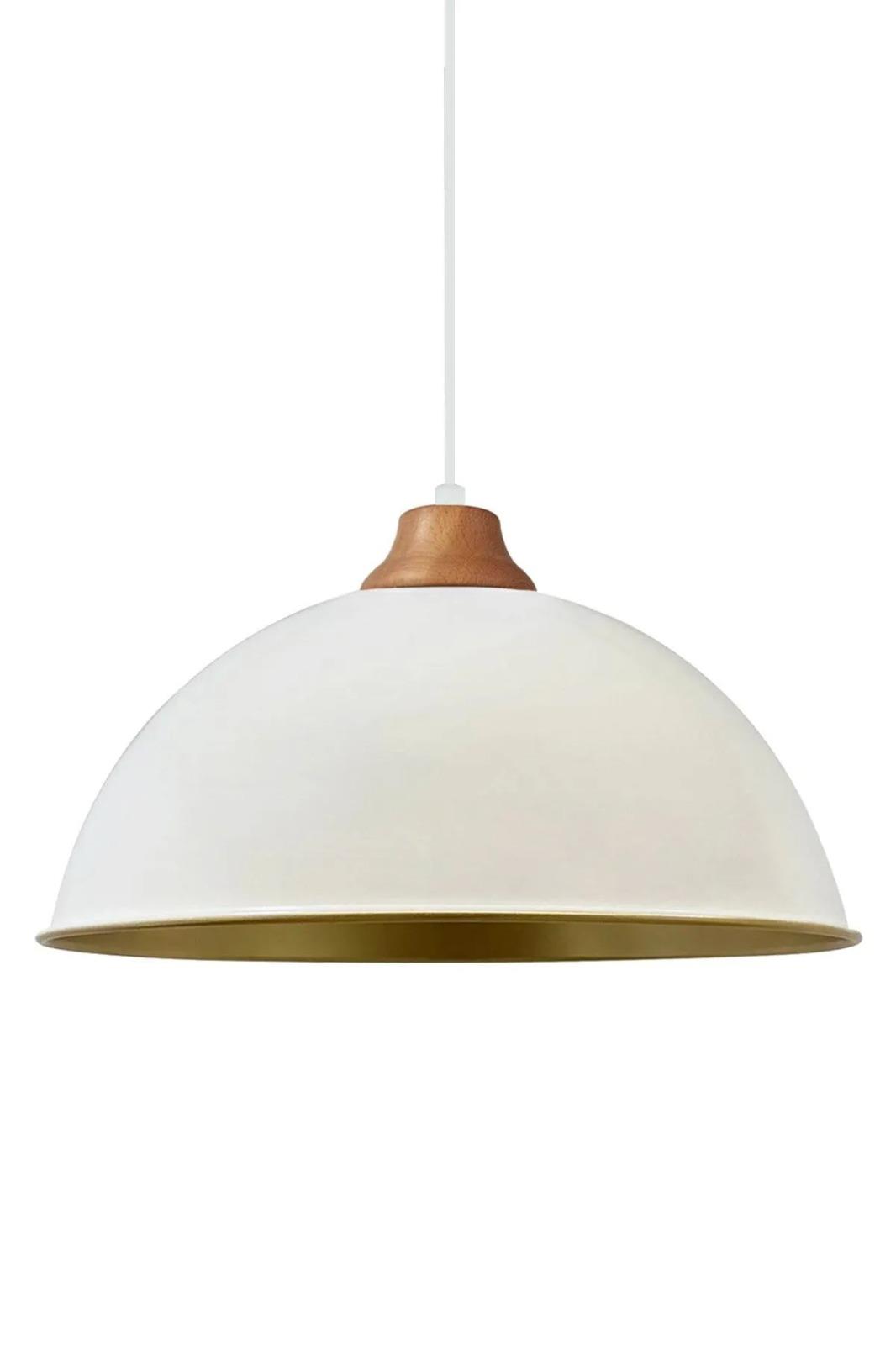 Hobbs Beyaz Ahşap Başlık Sarkıt Avize Mutfak Salon Cafe Ofis Dekoratif Aydınlatma