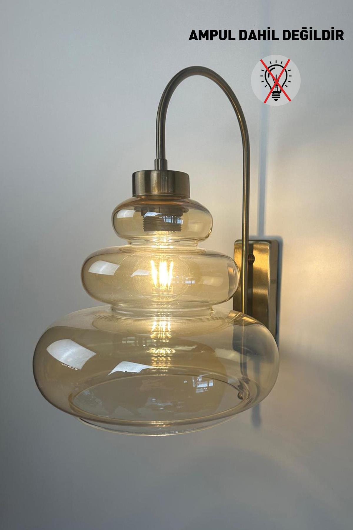 Lily Bal Rengi Cam Aplik Duvar Lambası Modern Otel Cafe Vintage Salon Yatak Odası Merdiven Retro