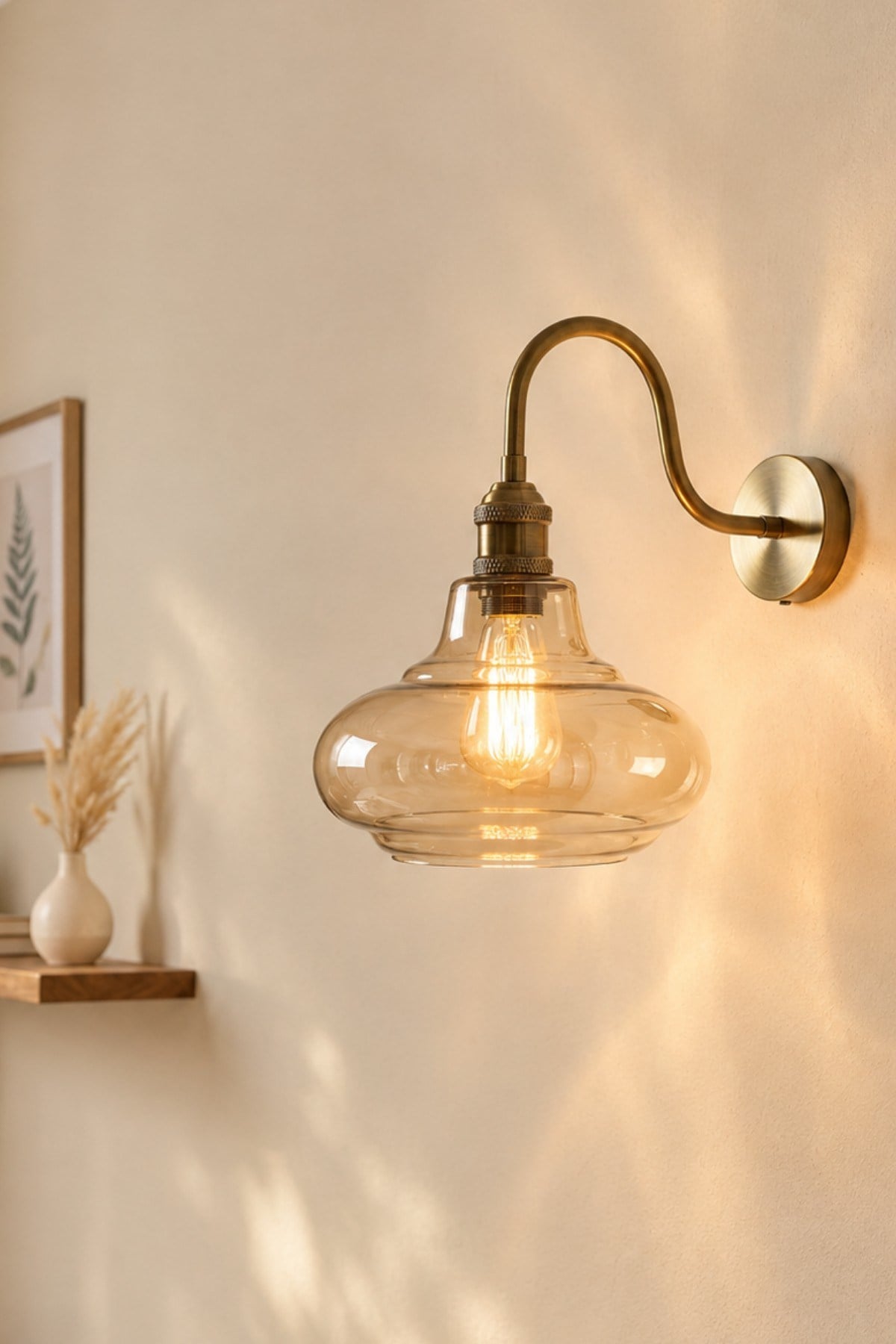 Lily Bal Rengi Cam Eskitme S Kol Gövde Aplik Duvar Lambası Modern Otel Cafe Vintage Salon Yatak Odası Merdiven Retro