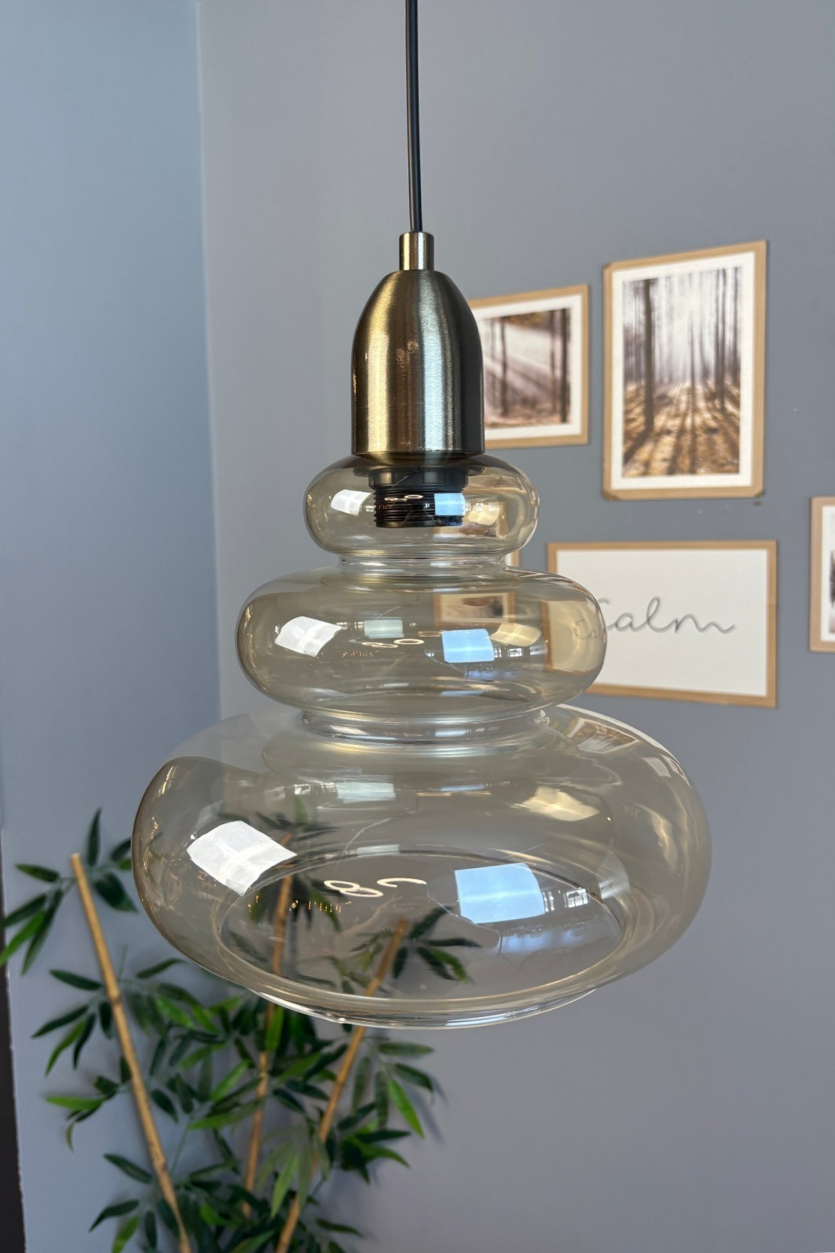 Lily Cam Bal Rengi Tekli Avize Eskitme Dome Başlık Retro Sarkıt Lamba Restoran Salon Aydınlatma