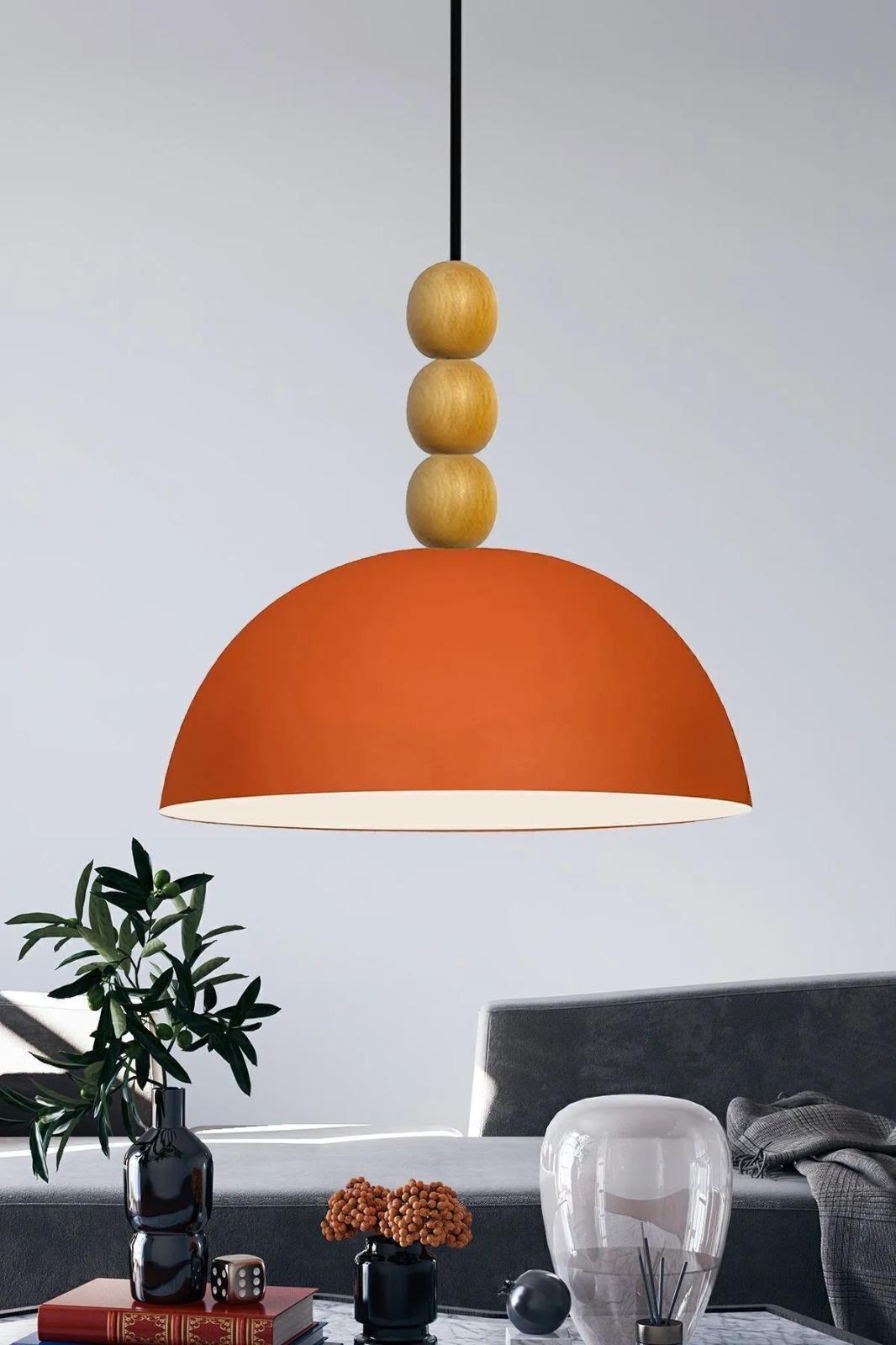 Lipeo Ahşap Boncuklu Avize Tekli Sarkıt Salon Mutfak Kuaför Lamba Dekoratif Aydınlatma