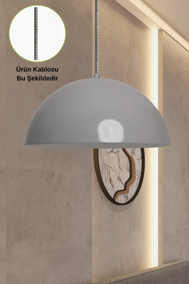 Lipeo Gri Avize Ütü Kablo Tekli Sarkıt Salon Mutfak Kuaför Cafe  Dekoratif Aydınlatma Pastane