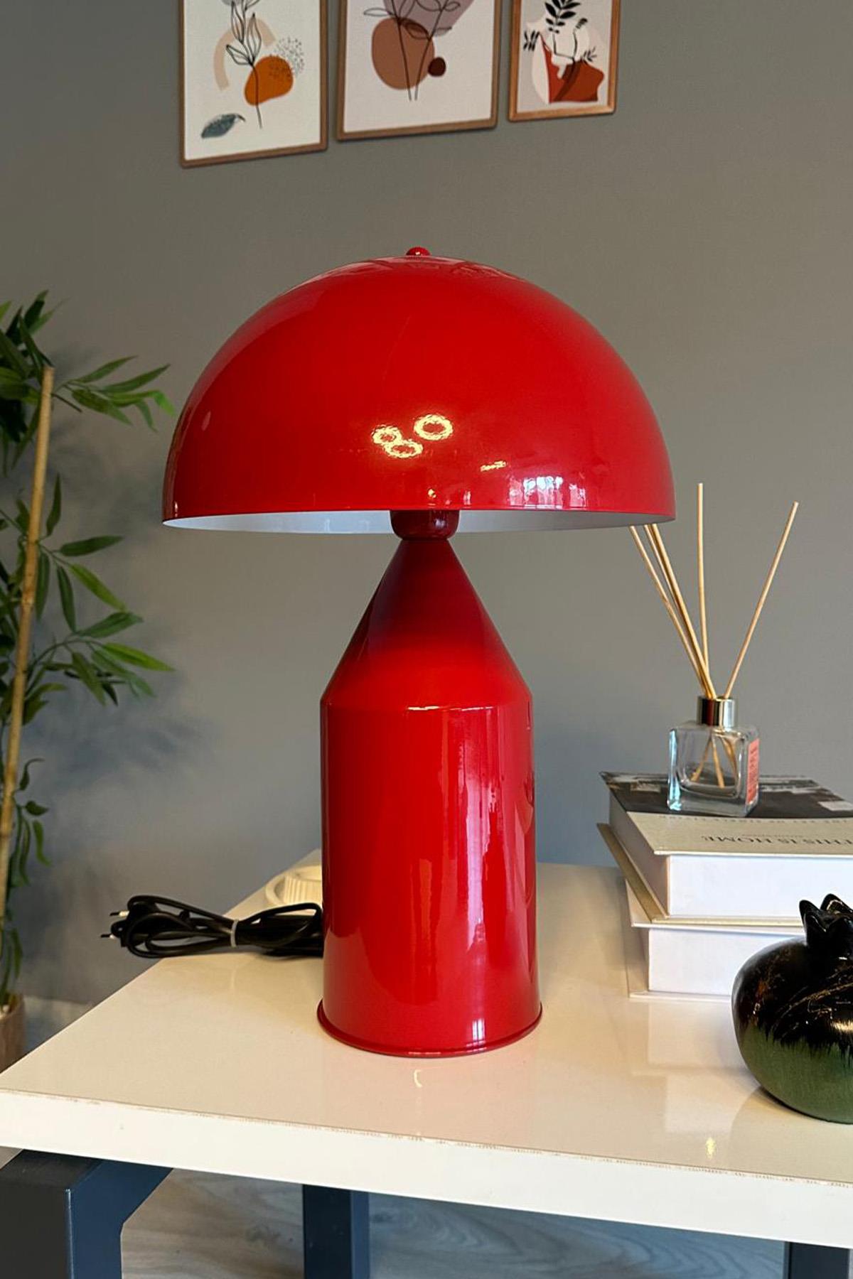 Lipeo Kırmızı Masa Lambası Dekoratif Masaüstü Aydınlatma Hol Abajur Yatak Odası Başucu Lamba