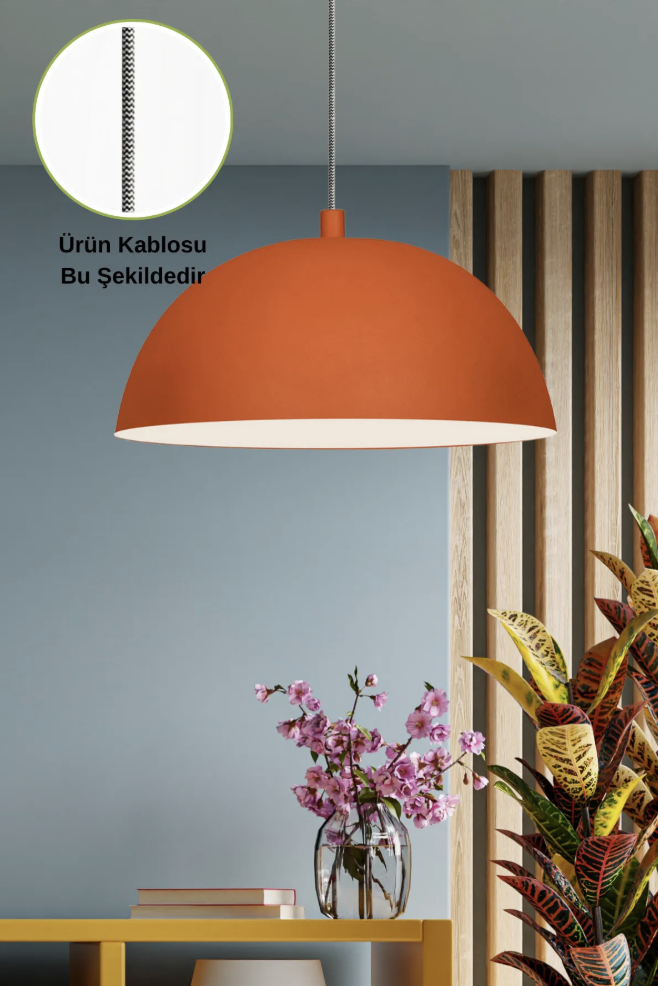 Lipeo Turuncu Avize Ütü Kablo Tekli Sarkıt Salon Mutfak Kuaför Cafe  Dekoratif Aydınlatma Pastane