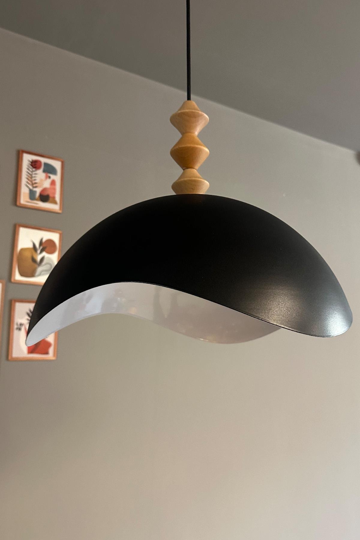 Luna Siyah Tekli Avize Üç Q Kafa Başlık Sarkıt Lamba Restoran Salon Aydınlatma