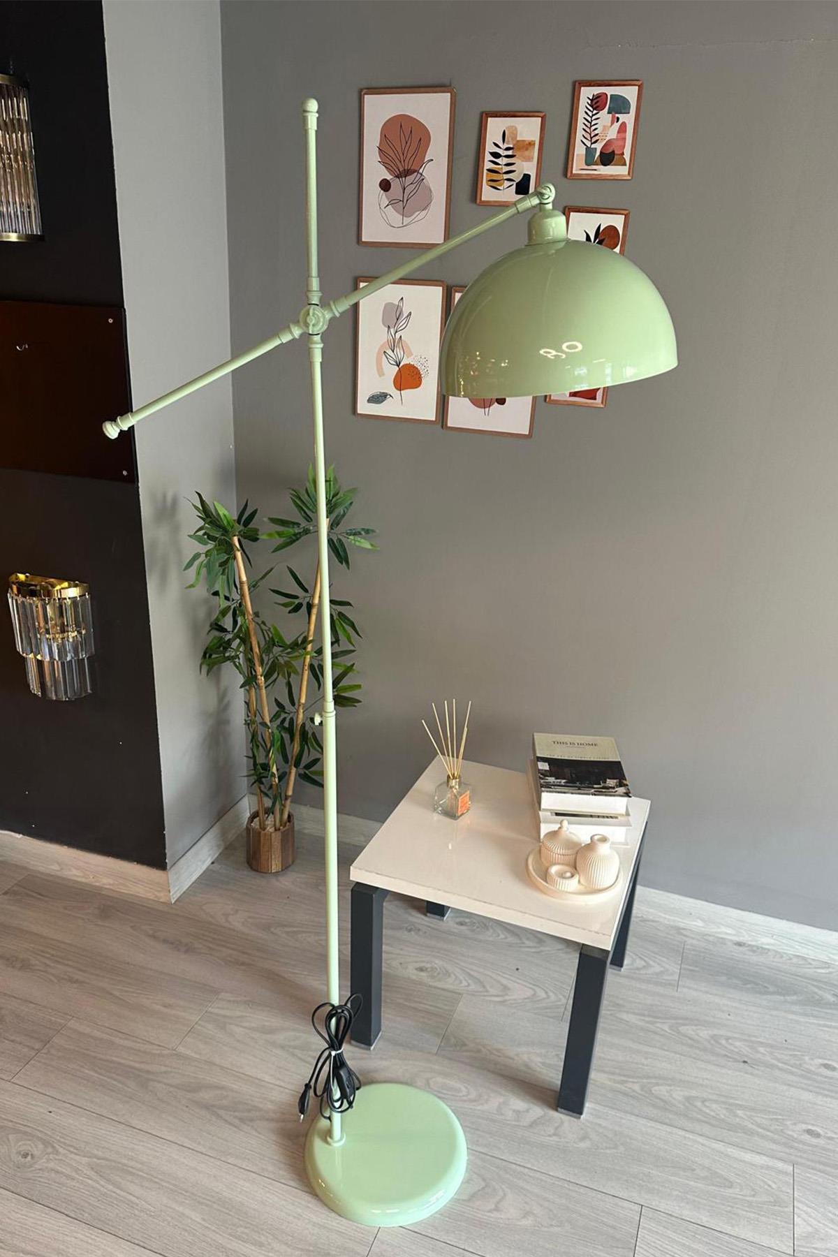 Mint Lambader Hareketli Başlık Modern Dekoratif Metal Oturma Odası Çalışma Odası Zemin Lambası