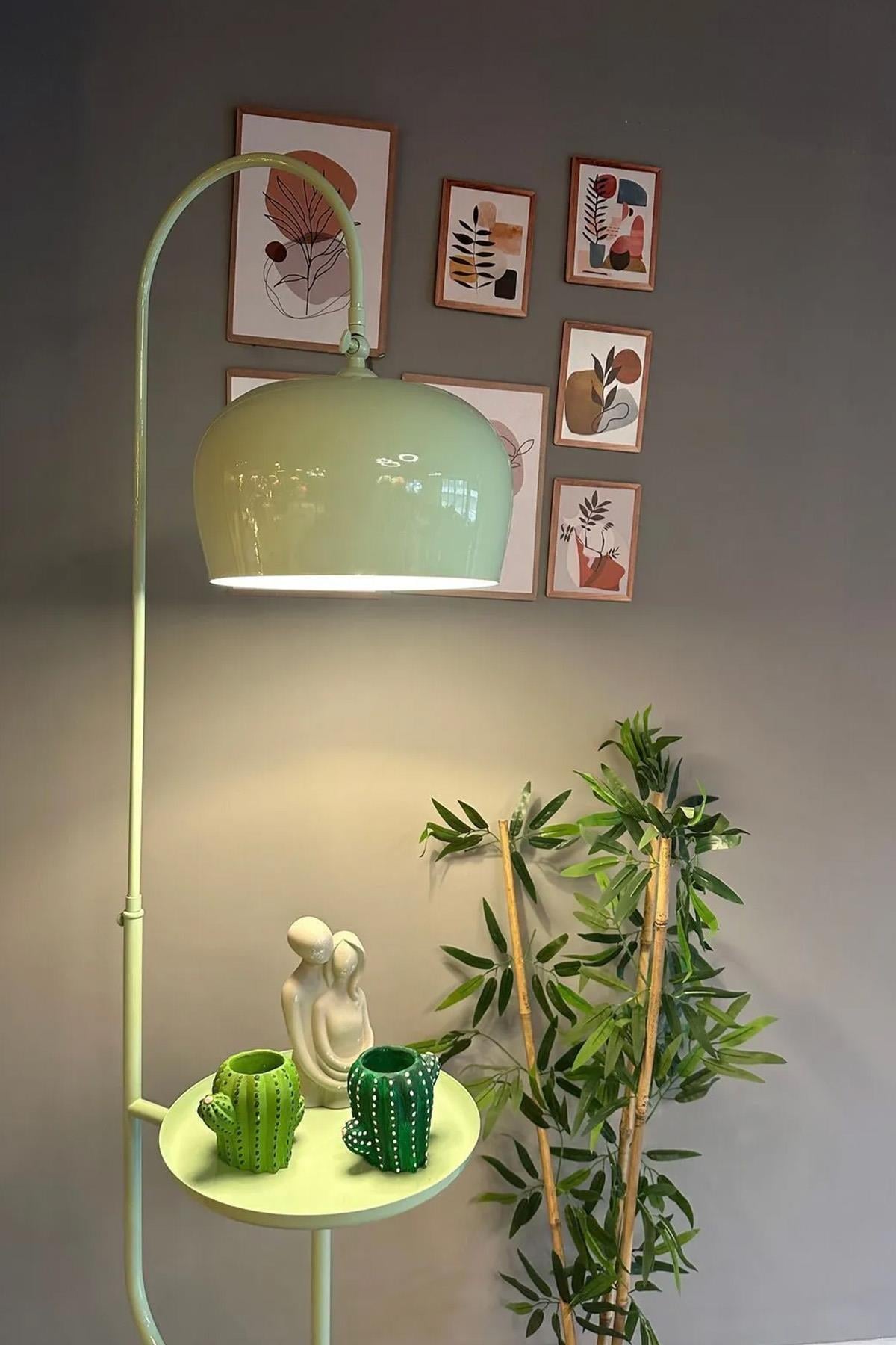 Mint Lambader Hareketli Başlık Sehpalı Modern Dekoratif Metal Oturma Odası Çalışma Odası Lambası