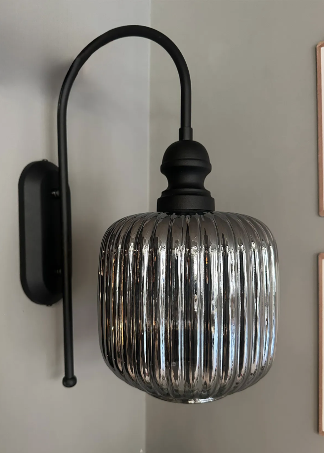 Mopa Füme Cam Tekli Aplik Retro Sarkıt Lamba Restoran Salon Aydınlatma