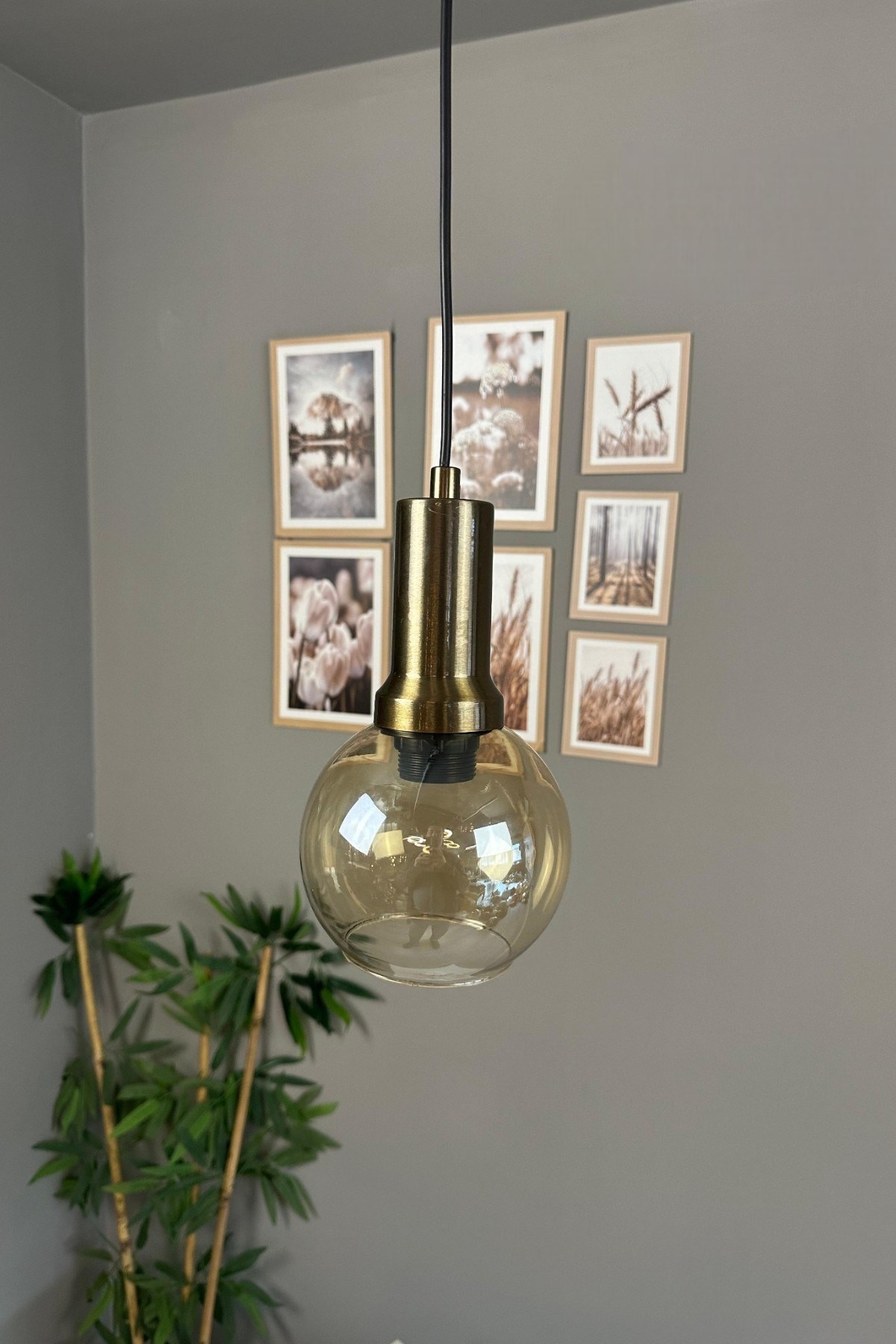 Oria Bal Rengi Cam Tekli Avize Eskitme Fener Başlık Retro Sarkıt Lamba Salon Aydınlatma
