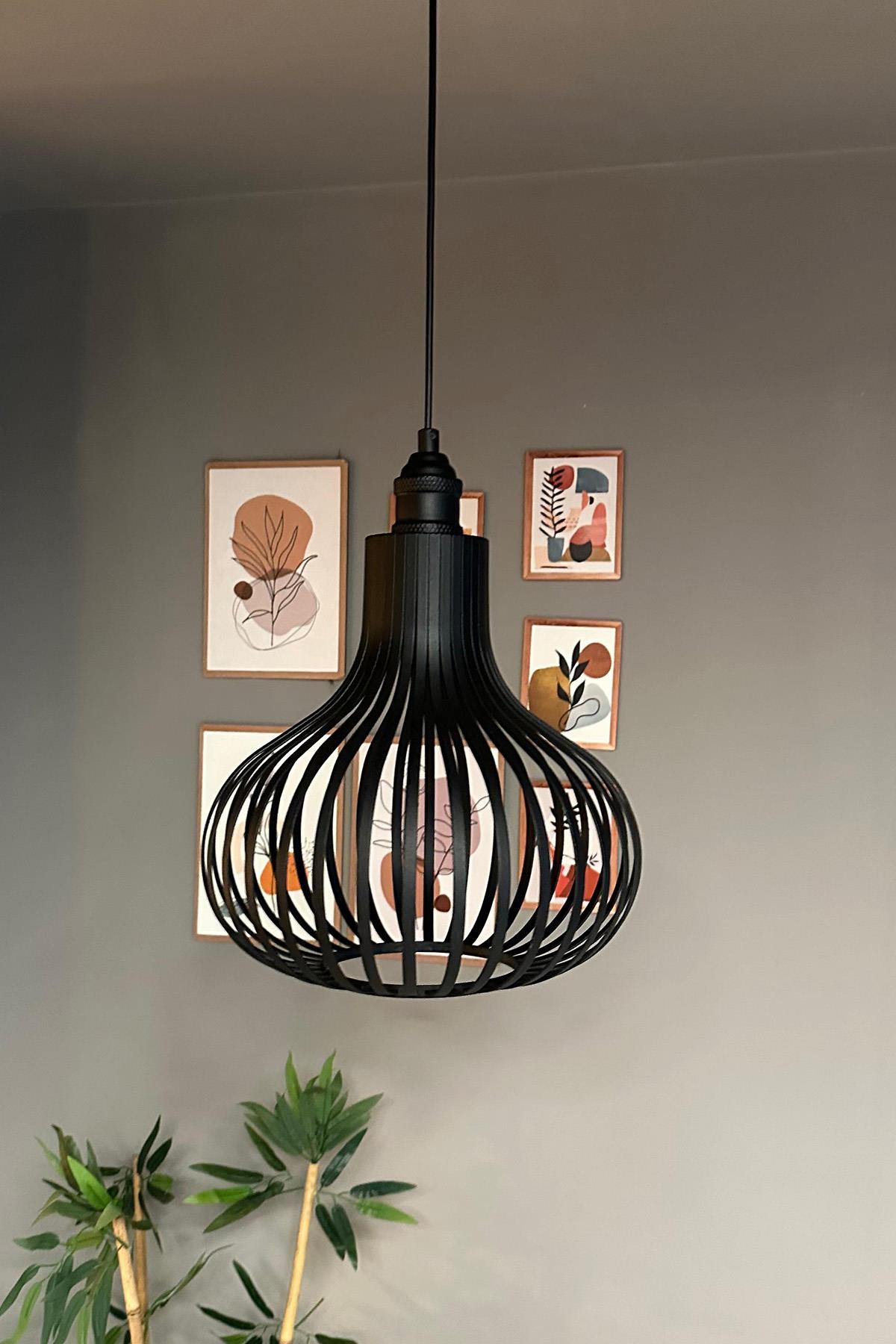 Pera Siyah Avize Tekli Siyah Lale Başlık İç Mekan Aydınlatma Dekoratif Mutfak Hol Cafe Ofis