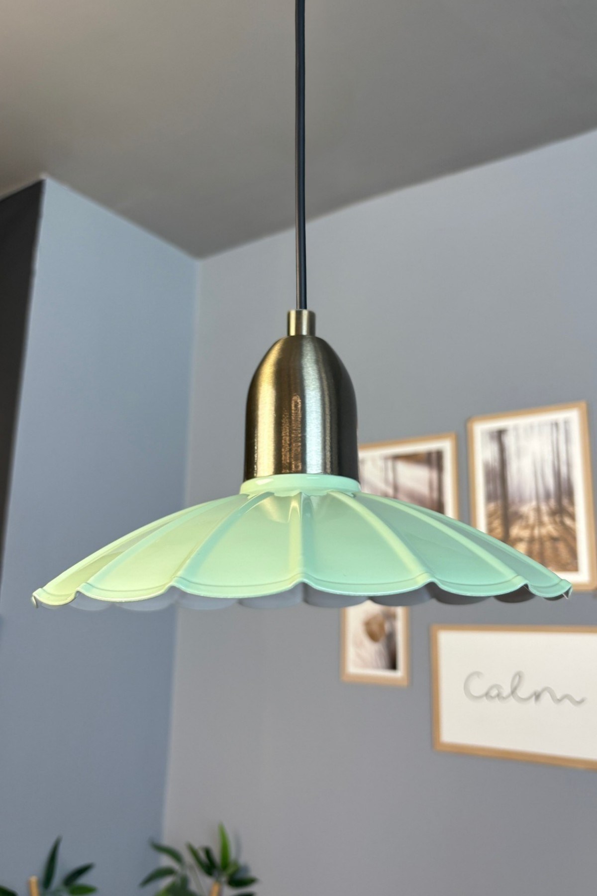 Risso Mint Yeşili Metal Avize Eskitme Dome Başlık Tekli Sarkıt Aydınlatma
