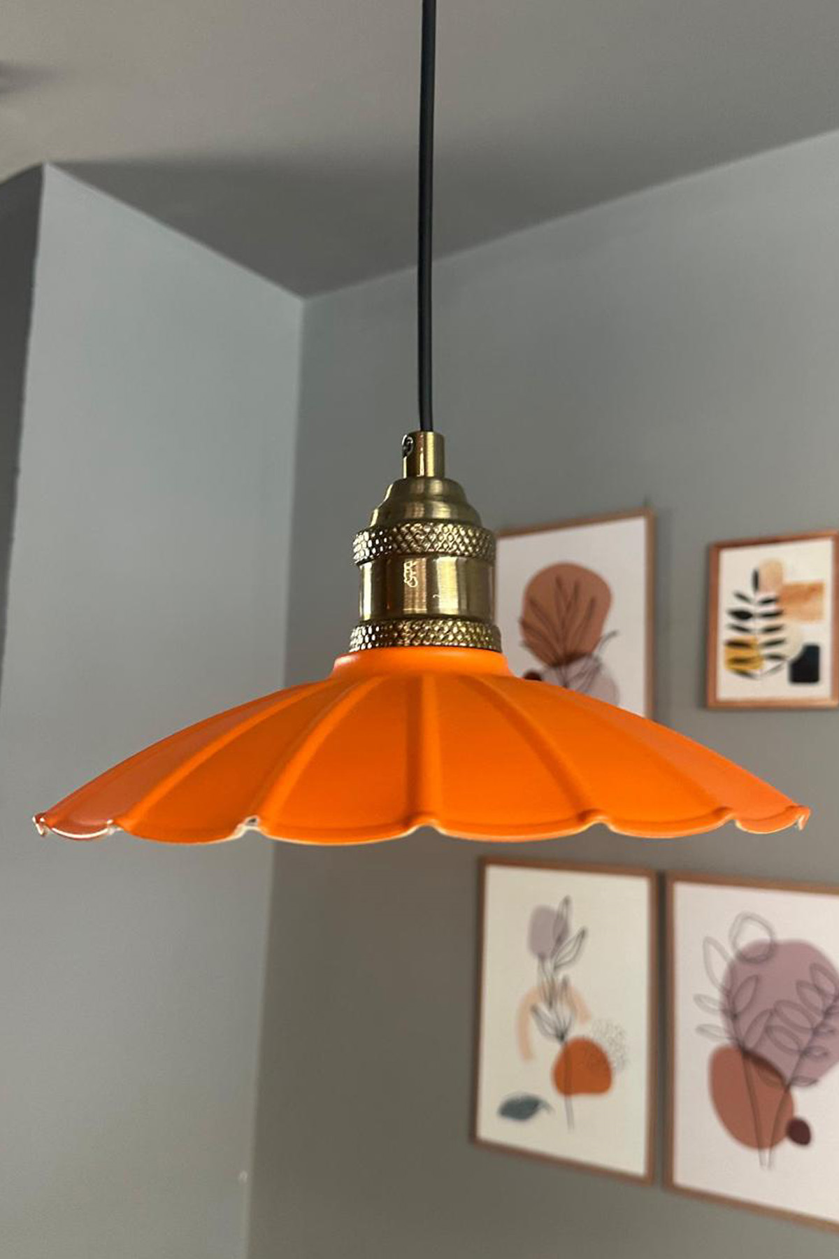 Risso Turuncu Metal Avize Tekli Lale Başlık Mutfak Modern Dekoratif Sarkıt Aydınlatma