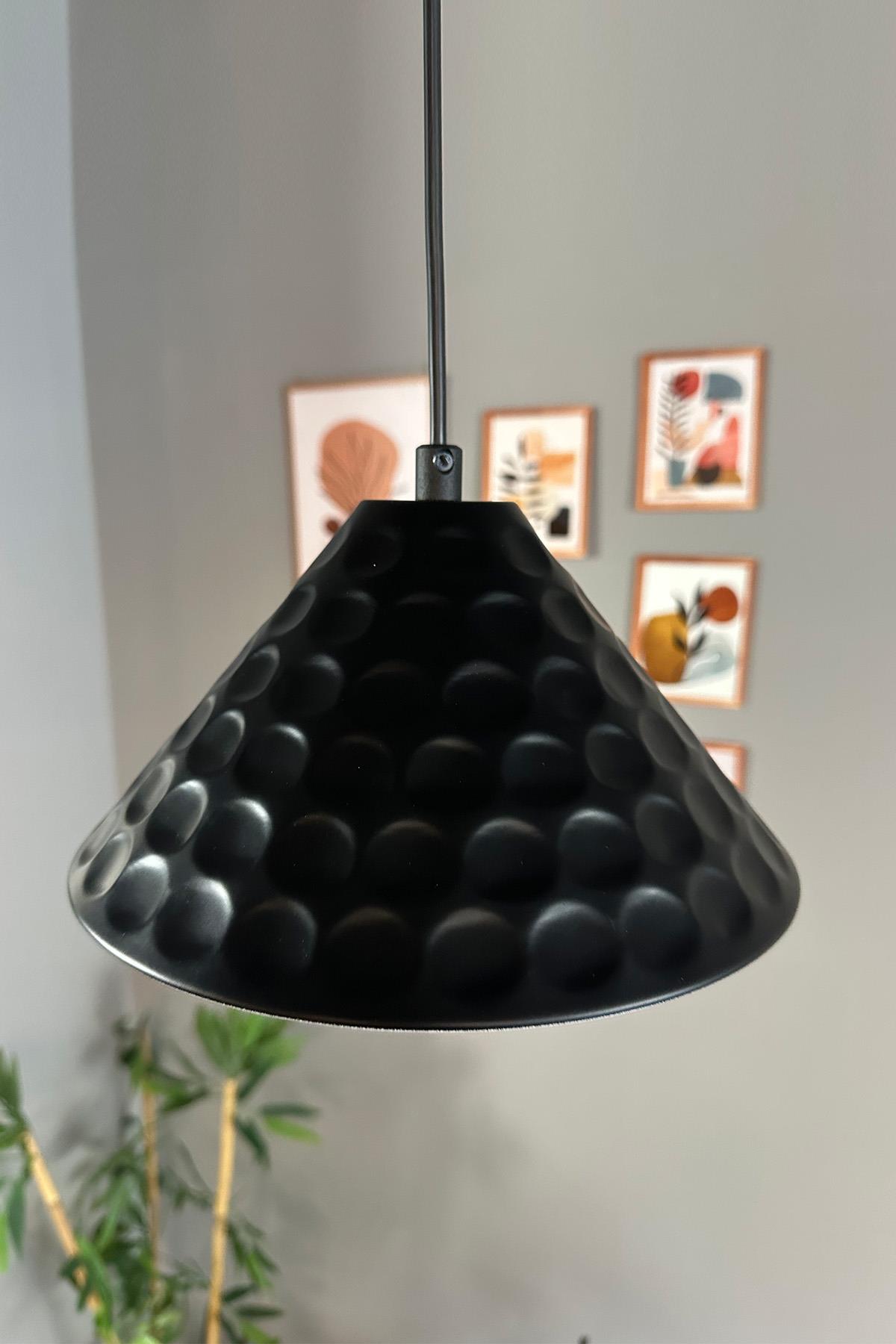 Rumy Siyah Tekli Avize Retro Sarkıt Ofis Showroom Salon Mutfak Avizeleri