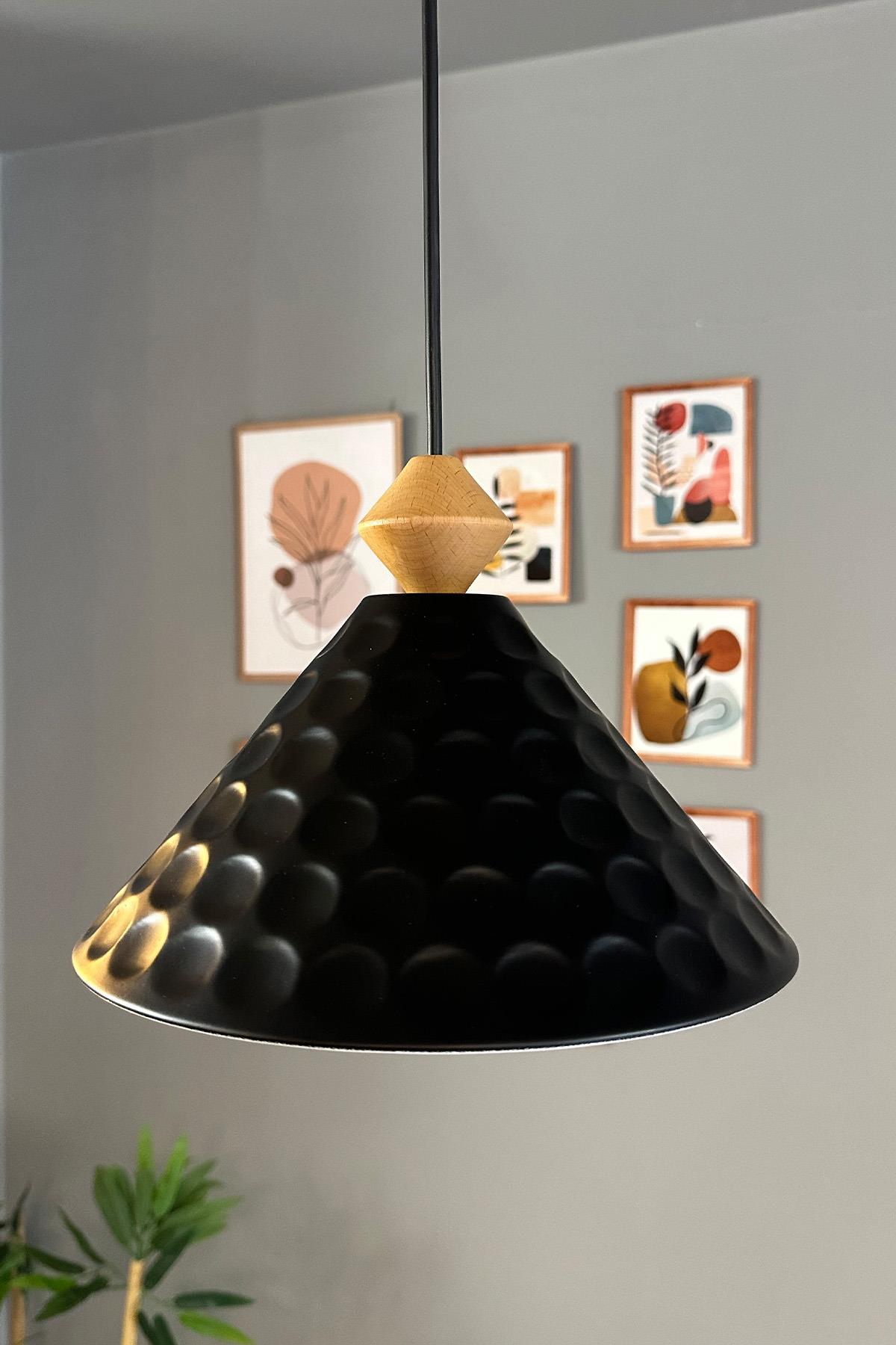 Rumy Siyah Tekli Q Kafa Başlık Avize Retro Sarkıt Ofis Showroom Salon Mutfak Avizeleri