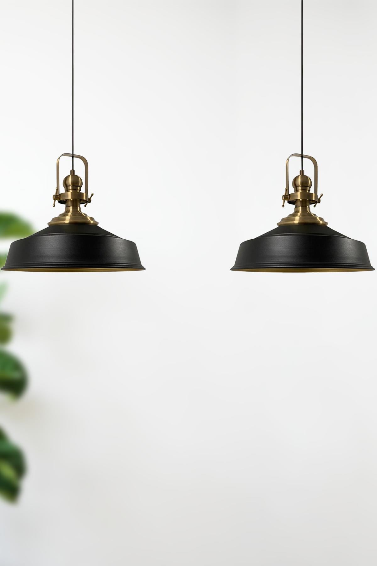 Siyah Asaletli Ikili Avize Eskitme Başlık Retro Sarkıt Lamba Mutfak Salon Kafe Avizeleri