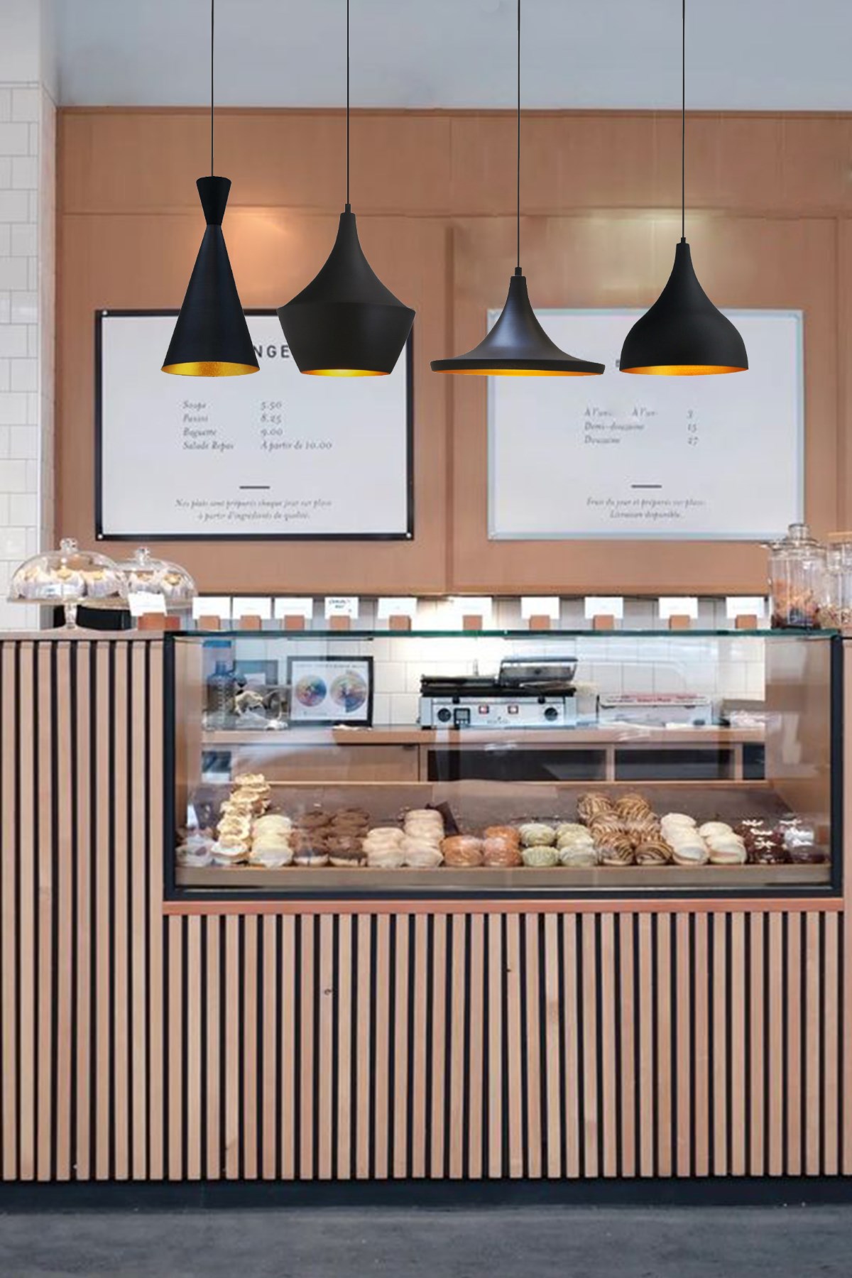 Siyah Dörtlü Magna Avize Sarkıt Yemek Masaüstü Iç Mekan Pastane Ofis Dükkan Modern Restoran