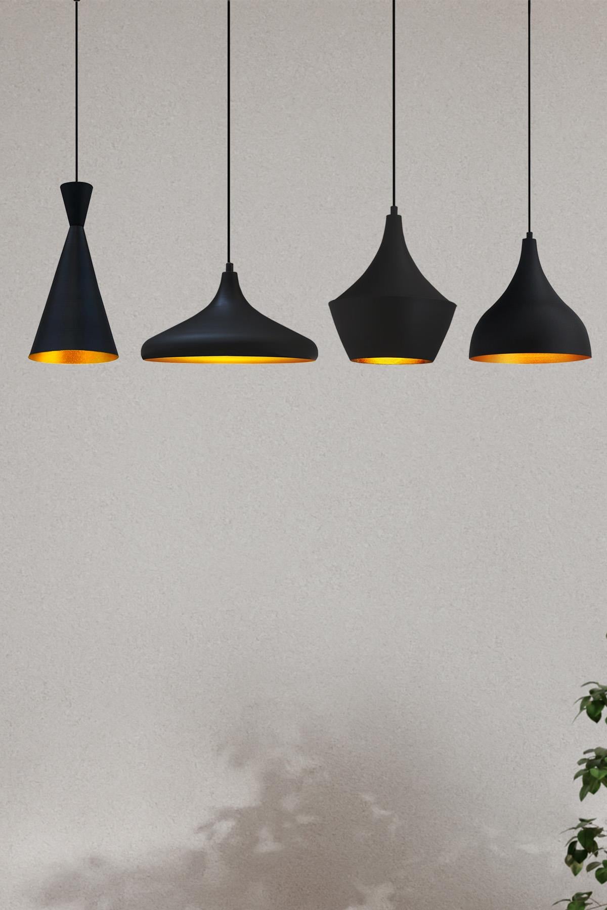 Siyah Dörtlü Rocha Avize Sarkıt Yemek Masaüstü Iç Mekan Pastane Ofis Dükkan Modern Restoran