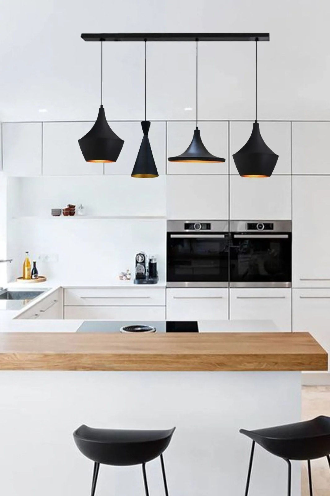 Siyah Dörtlü Tula Avize Sarkıt Yemek Masaüstü Kızılcık Şerbeti Ofis Dükkan Modern Restoran