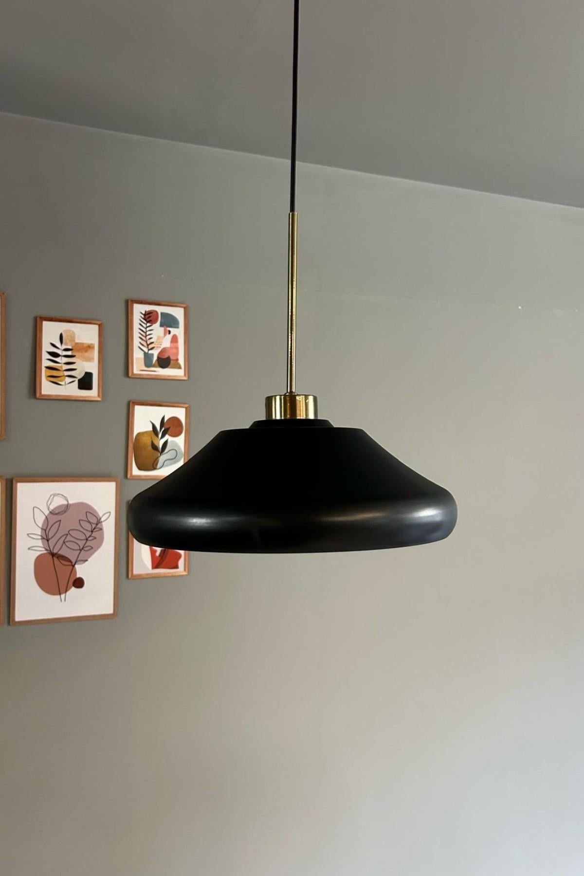 Solitra Siyah İnce Eskitme Başlık Tekli Avize Sarkıt Ofis Showroom Salon Mutfak Avizeleri
