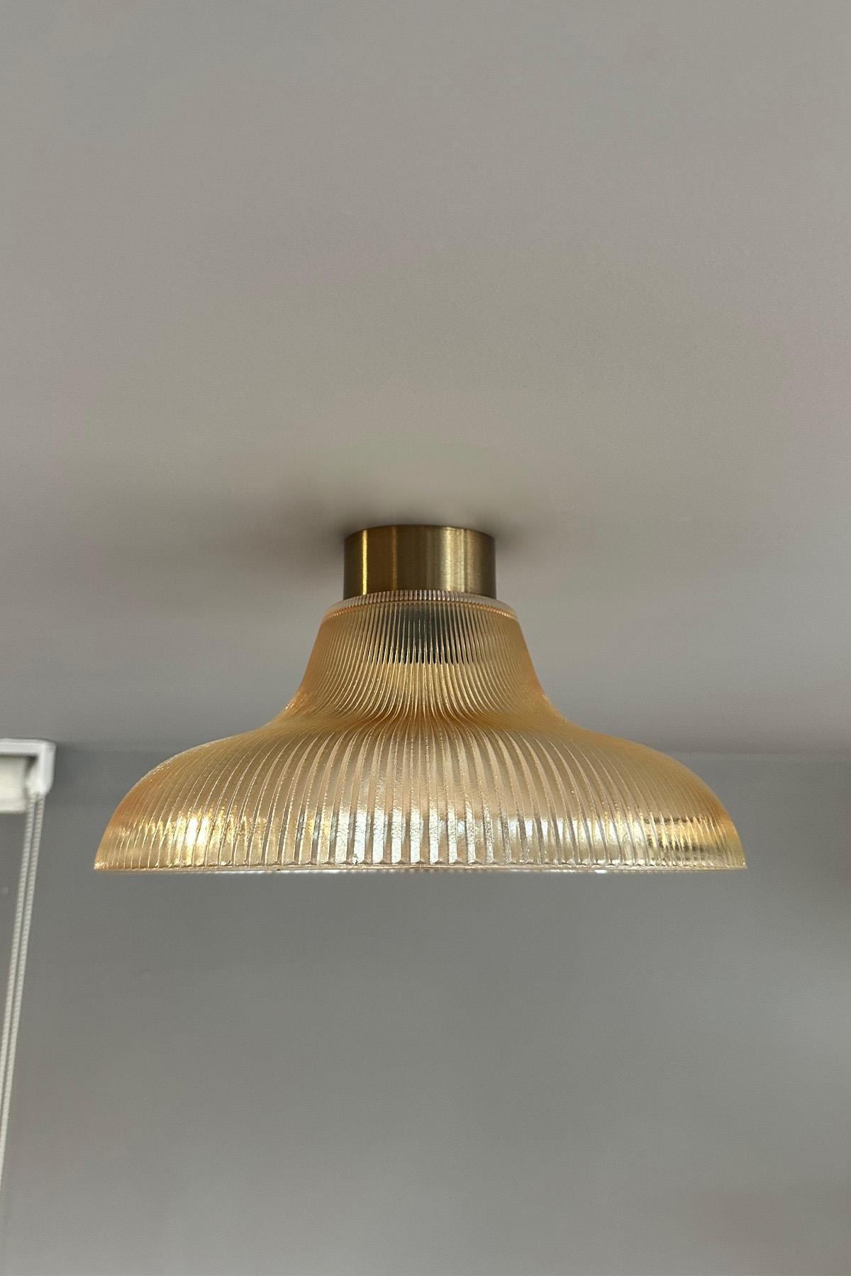 Stark Cam Bal Rengi Tekli Avize Plafonyer Retro Sarkıt Lamba Salon Aydınlatma