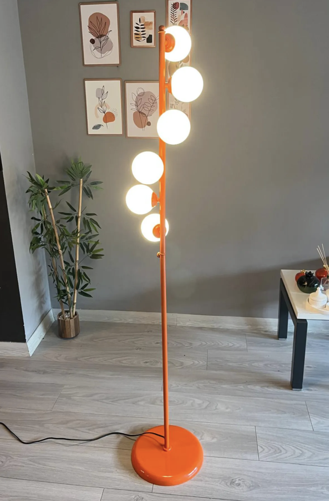 Turuncu Lambader Modern Dekoratif Metal Oturma Odası Çalışma Odası Zemin Lambası