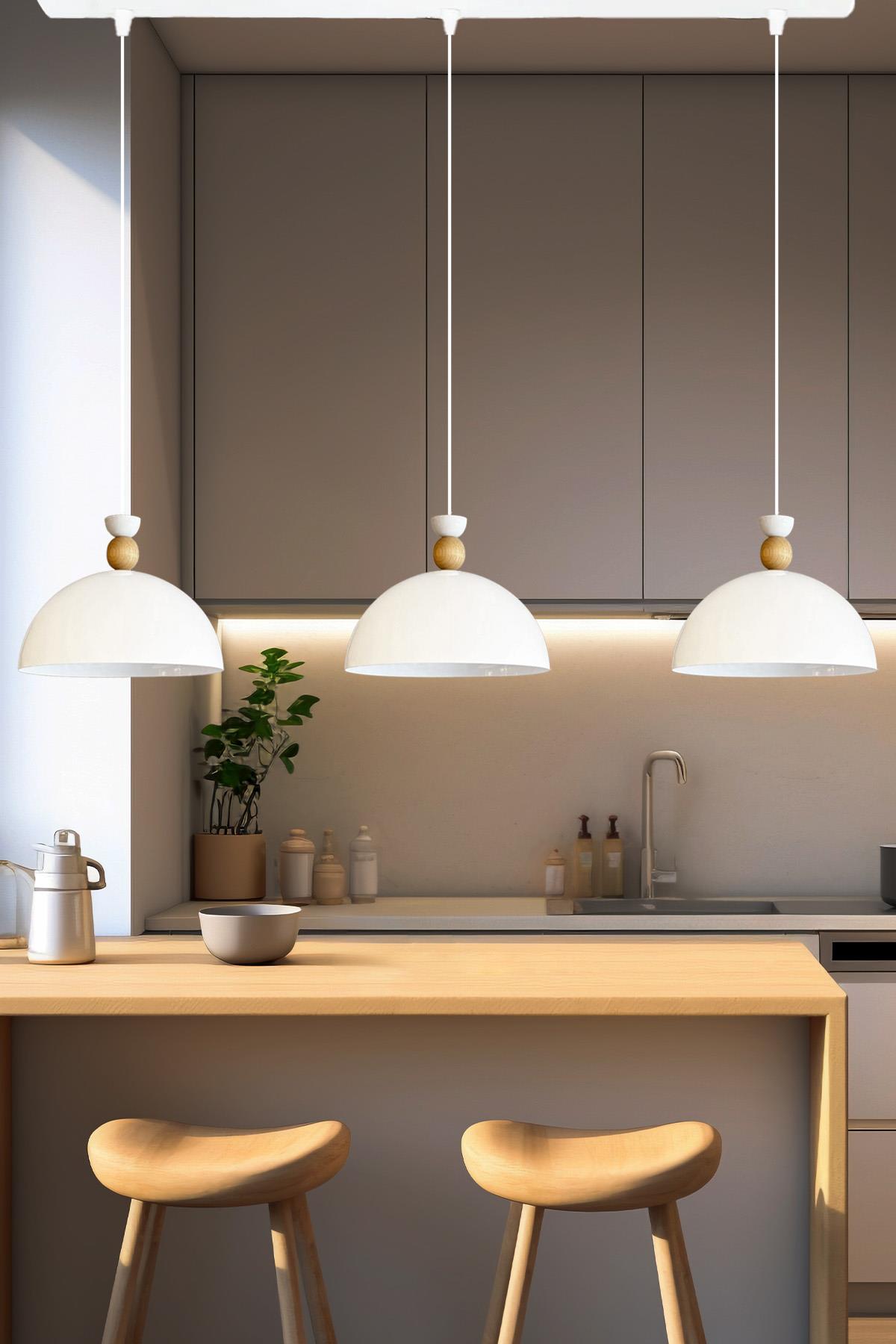 Üçlü Beyaz Yimpi  Avize Tekli Sarkıt Salon Kuaför Cafe Dekoratif Aydınlatma Pastane