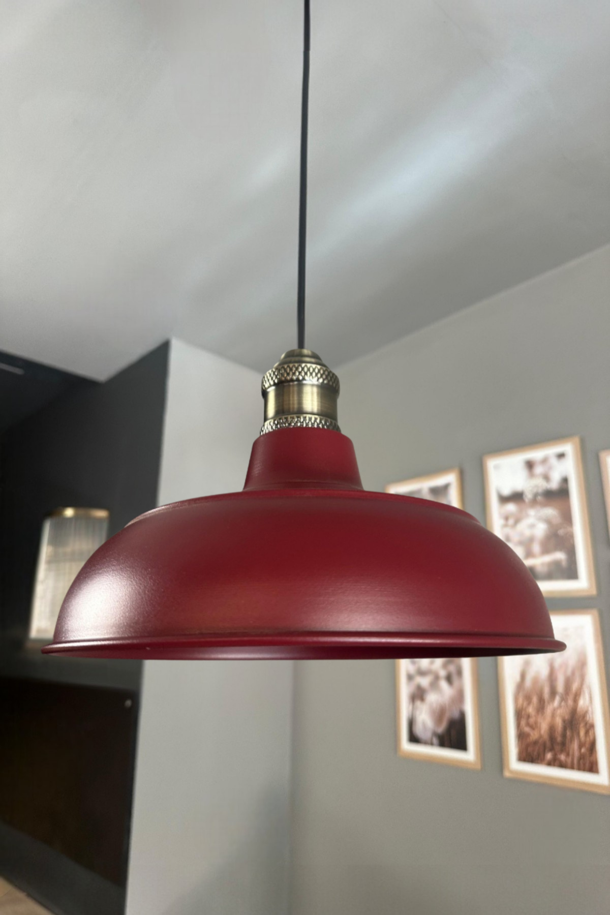 Veluna Vişne Çürüğü Tekli Eskitme Lale Başlık Avize Retro Sarkıt Showroom Salon Mutfak Avizeleri