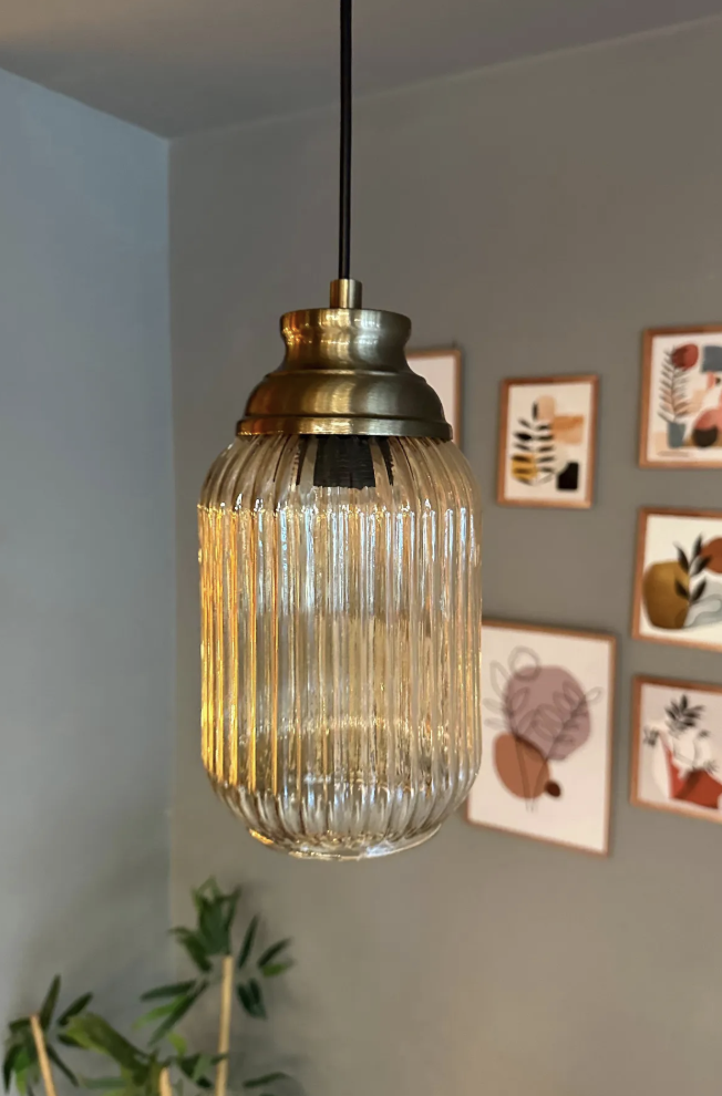 Wingmn Bal Rengi Cam Tekli Avize Eskitme Kum Saati Başlık Retro Sarkıt Restoran Salon Aydınlatma