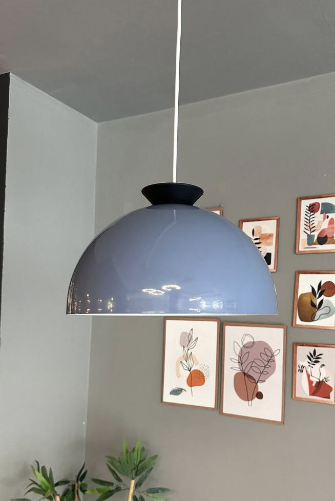 Yimpi Bebek Mavisi Avize Kase Başlık Tekli Sarkıt Salon Kuaför Cafe Dekoratif Aydınlatma Pastane