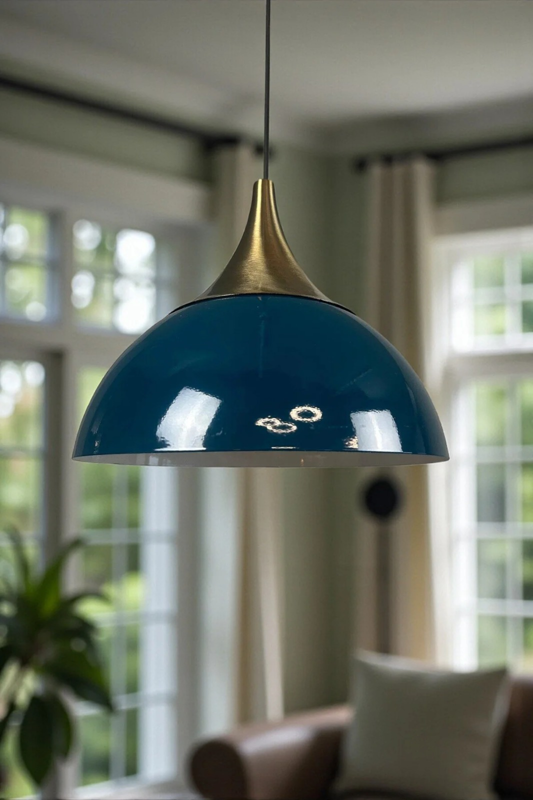 Yimpi Deniz Yeşili Avize Tekli Sarkıt Eskitme Kubbe Başlık Salon Mutfak Kuaför Dekoratif Aydınlatma