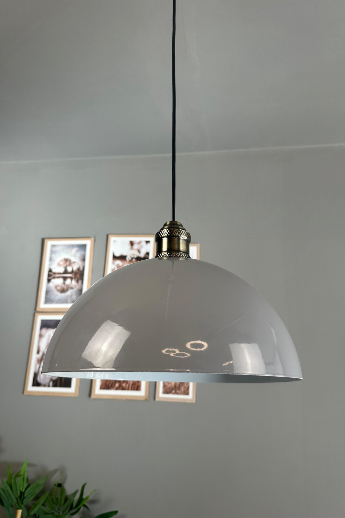 Yimpi Gri Avize Tekli Sarkıt Lale Başlık Salon Mutfak Kuaför Lamba Dekoratif Aydınlatma