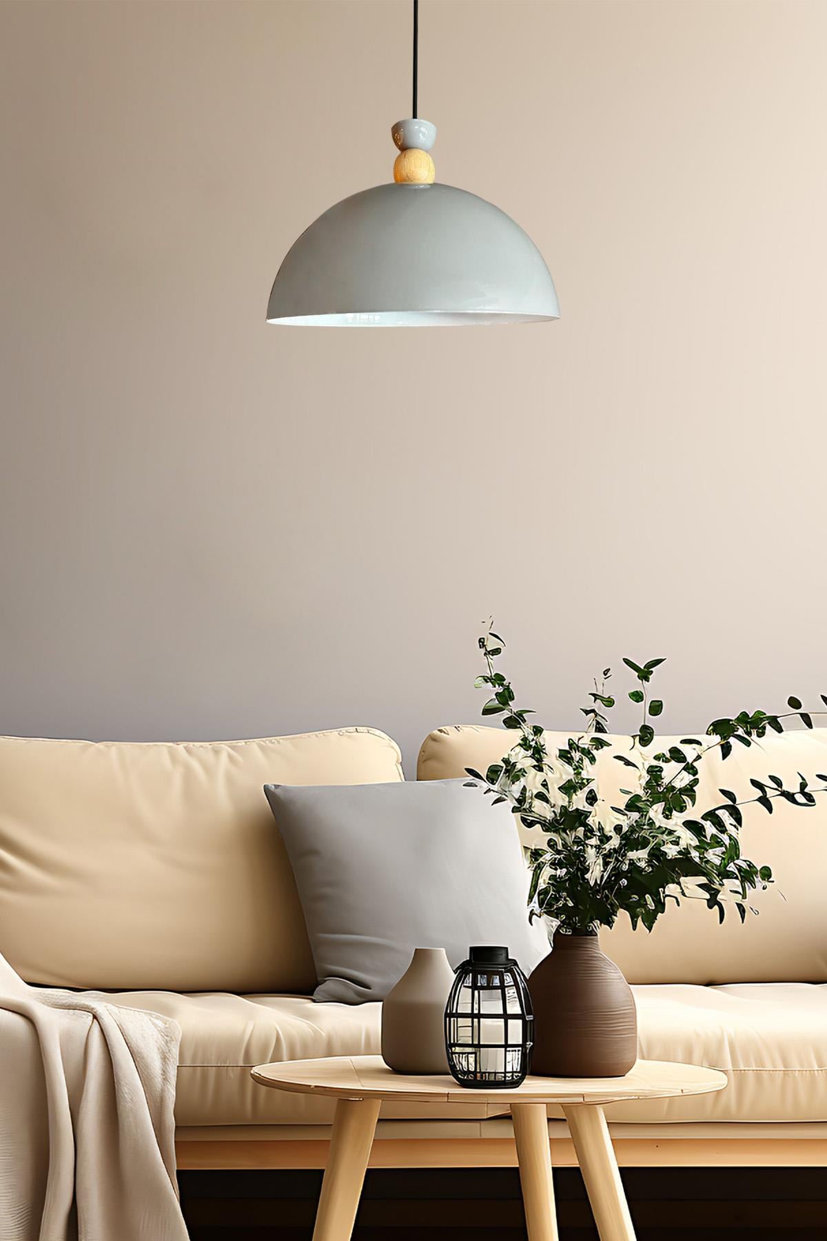 Yimpi Gri Avize Tekli Sarkıt Salon Mutfak Kuaför Cafe Lamba Dekoratif Aydınlatma Pastane