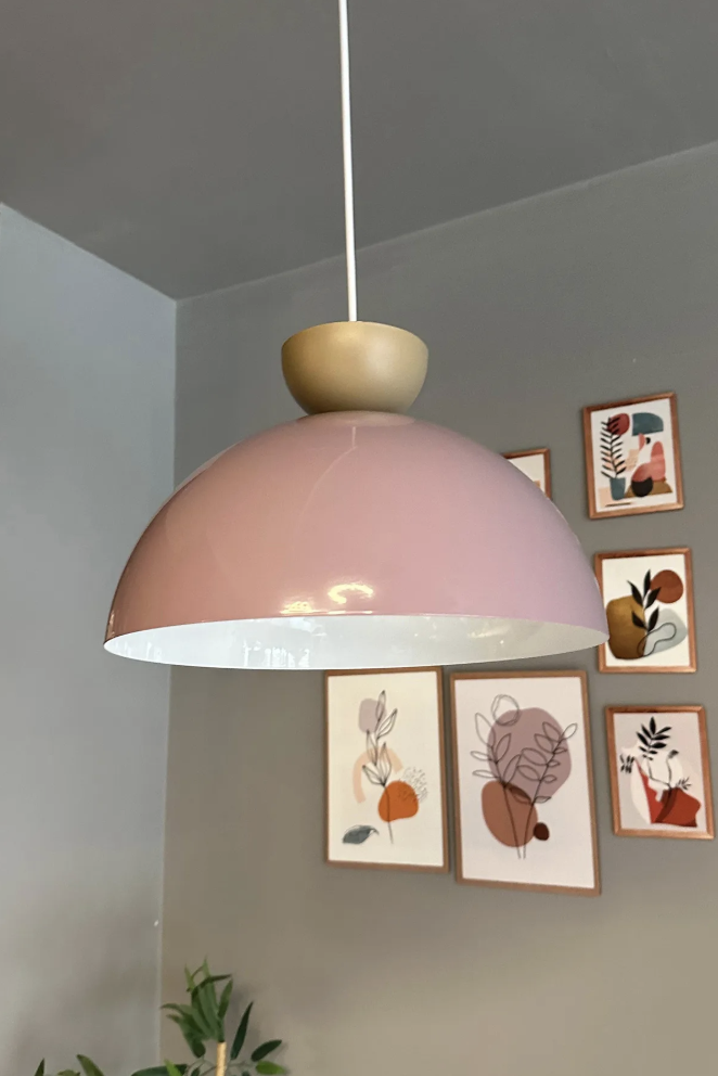 Yimpi Lila Avize Bej Şapka Tekli Sarkıt Salon Kuaför Cafe Dekoratif Aydınlatma Pastane