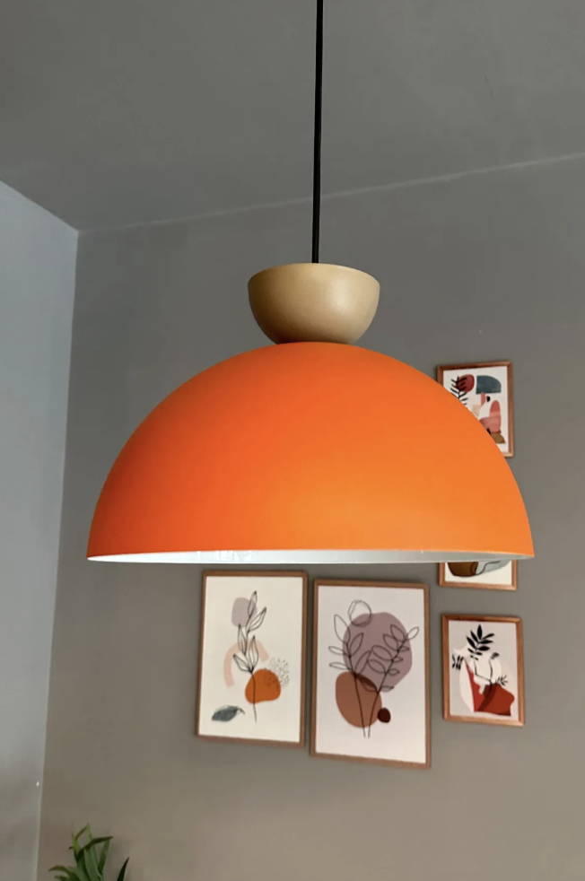 Yimpi Mat Turuncu Avize Bej Şapka Tekli Sarkıt Salon Kuaför Cafe Dekoratif Aydınlatma Pastane