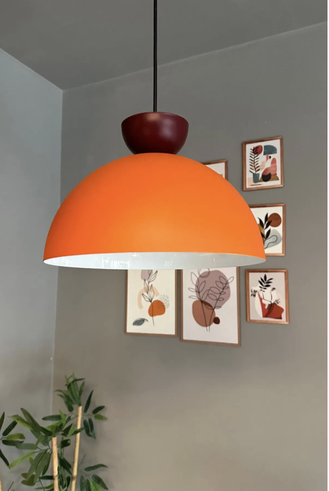 Yimpi Mat Turuncu Avize Vişne Çürüğü Şapka Tekli Sarkıt Salon Kuaför Dekoratif Aydınlatma Pastane